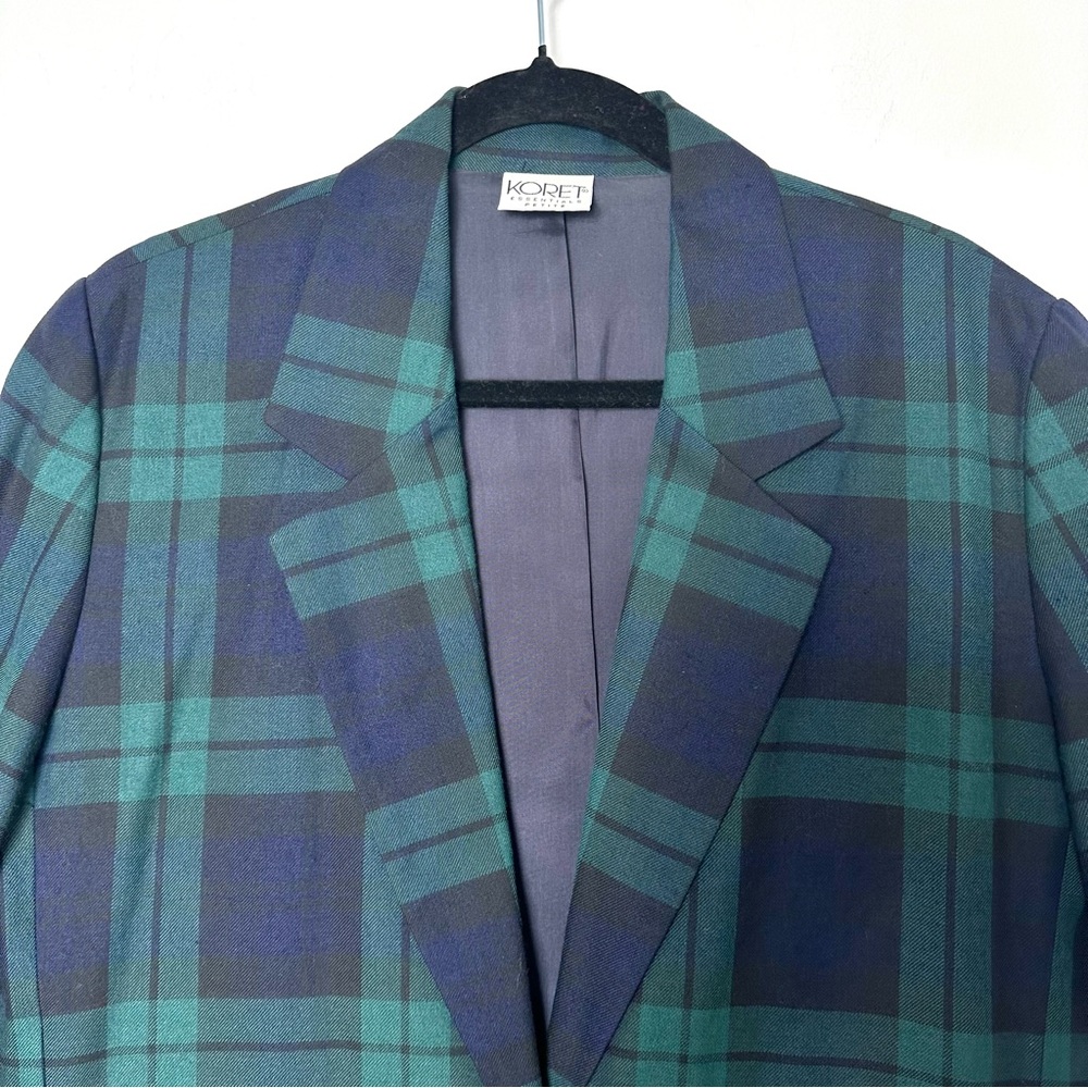 Vintage Tartan Plaid Old Money Heritage Blazer Single Button Black Watch Preppy - Picture 2 of 13